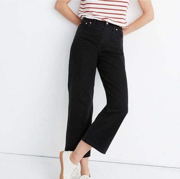 MADEWELL Slim Wide Leg Crop Women's Black Jeans 29 - Picture 2 of 11